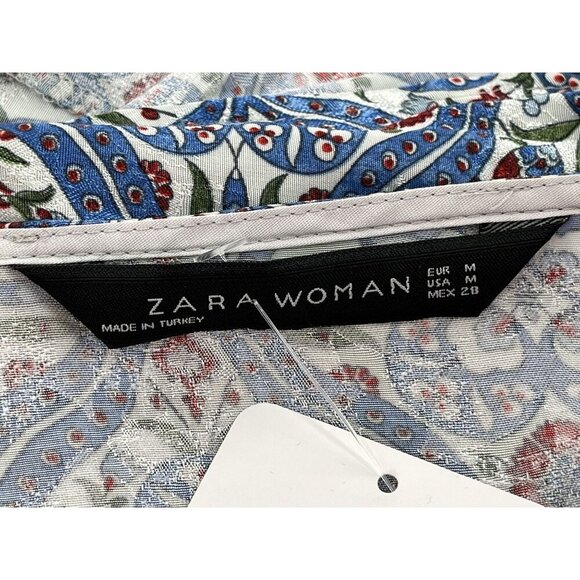 Zara Woman Wrap Dress Midi Floral & Geometric  Size M Lightweight - Picture 5 of 11